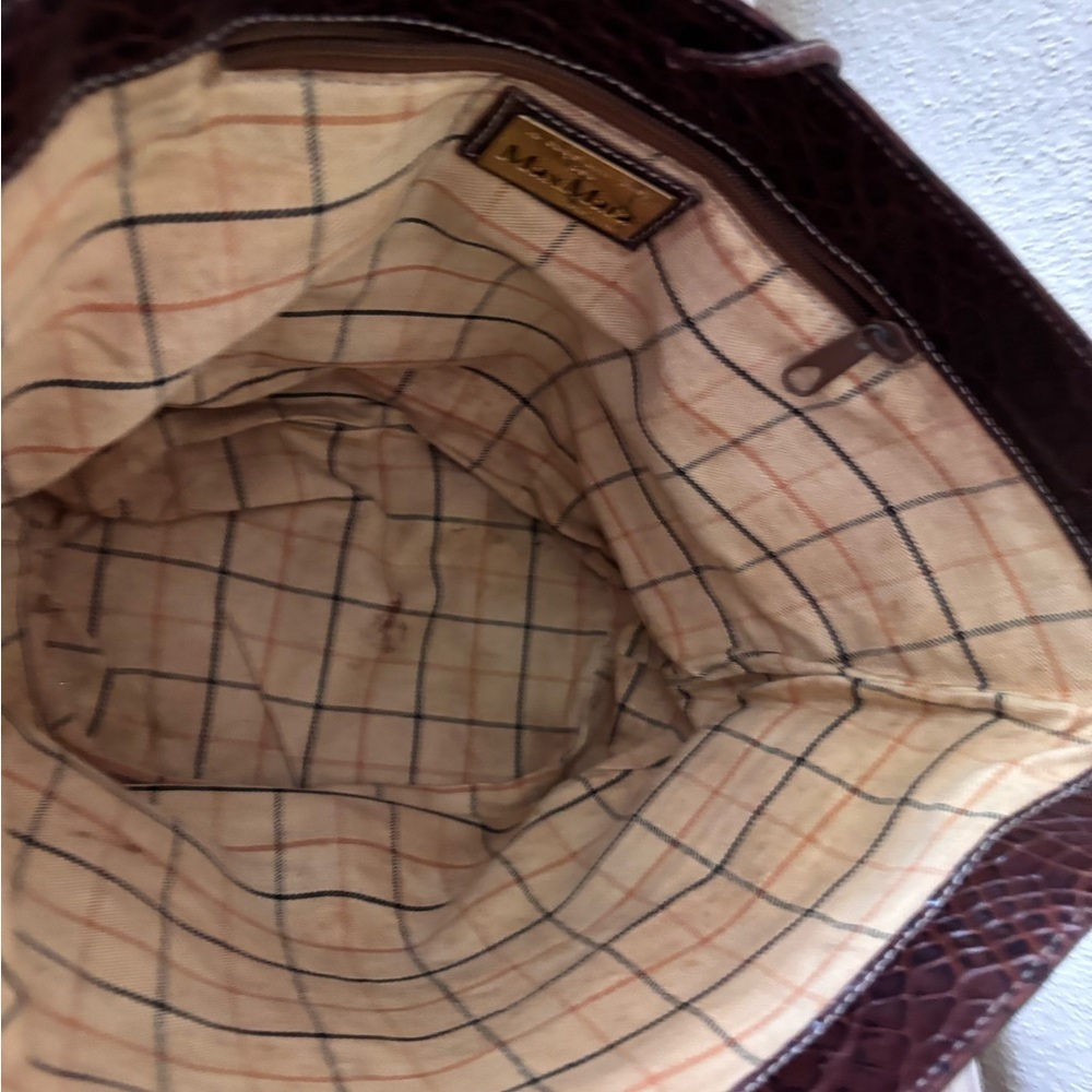 MaxMara Vintage Brown Croc Embossed Leather Tote - Picture 7 of 7